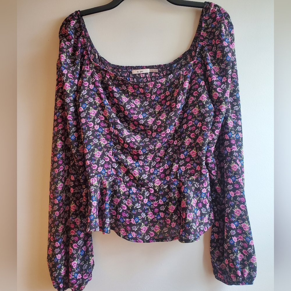 Francesca's Analise Bustier Peplum Floral Blouse Size L